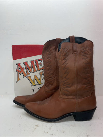 New Men’s Brown American West Cowboy Boots. 1126 14 D. 8-65
