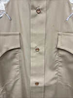 New Women’s Champion Western Tan Design Long Sleeve Pearl Snap Size 33 KK-121