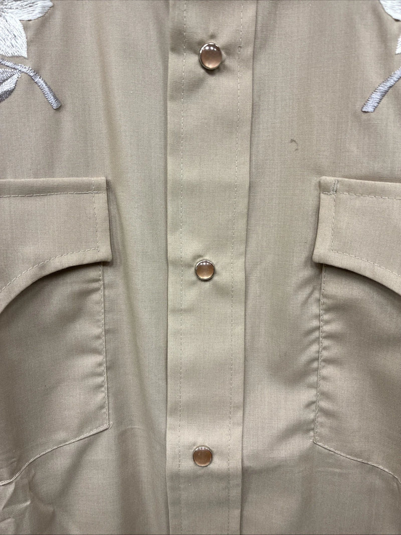 New Women’s Champion Western Tan Design Long Sleeve Pearl Snap Size 33 KK-121