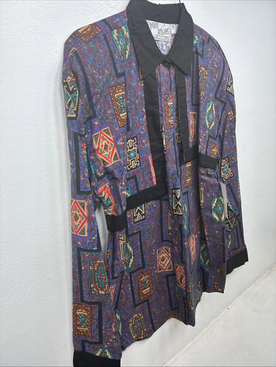 New Women’s Mine & Bills Purple Design Long Sleeve Button Up Small YY-132