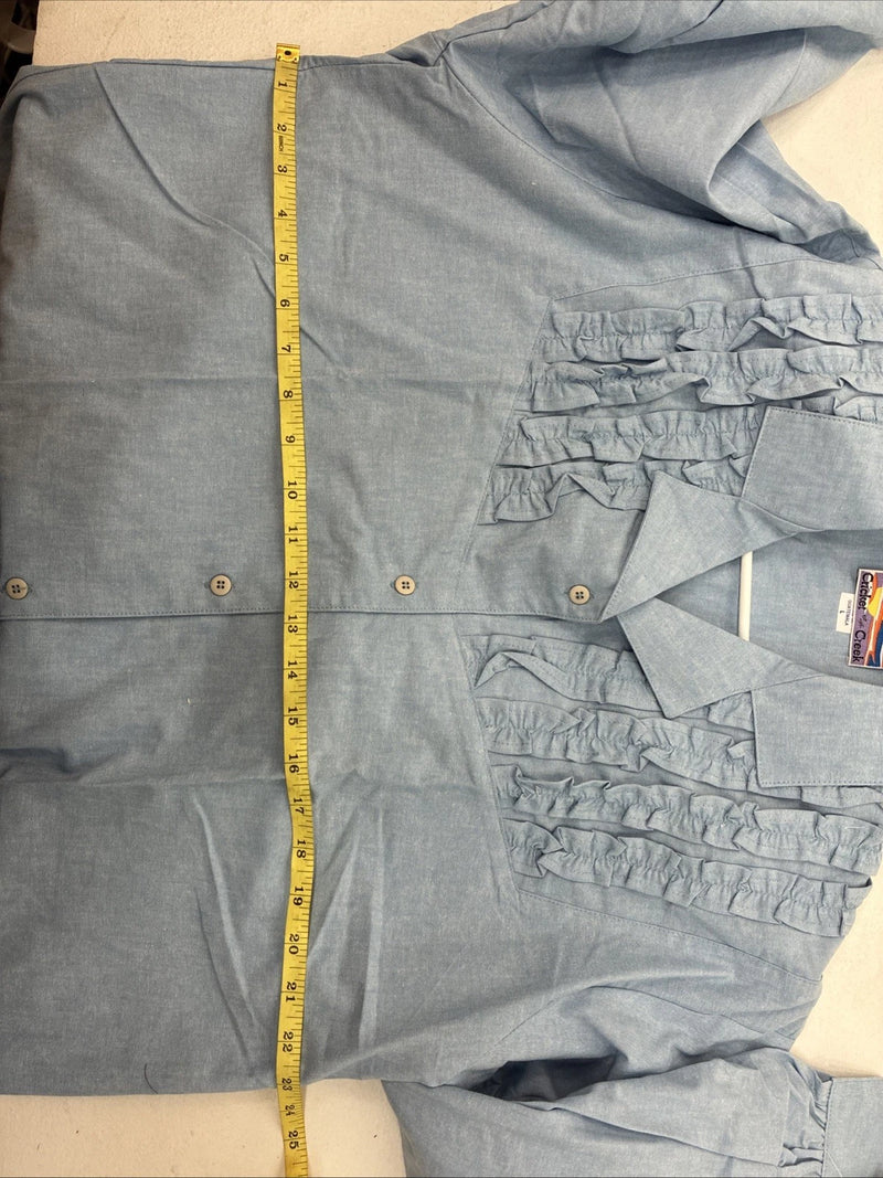 New Women’s Cricket Creek Blue Long Sleeve Button Up Size Large TT-66 