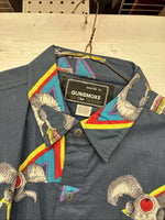 New Men’s GunSmoke Multicolor Western Design Long Sleeve Button Up Medium K-62