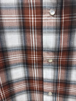 New Kids ELY Cattleman Orange Plaid Long Sleeve Pearl Snap Size 14 DD-38