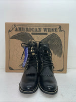 New Men’s Black Lace Up American West Cowboy Boots. 5991 9.5 9 1/2 D. 4-60