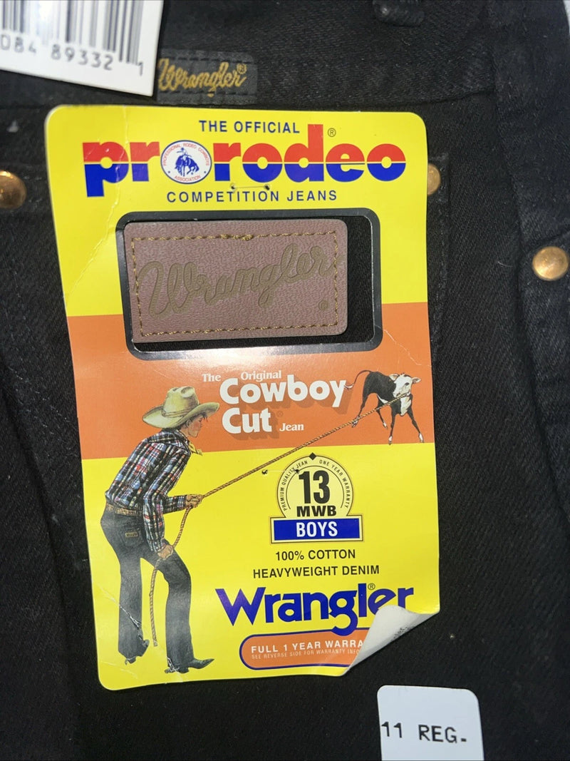 New Boys Black Wrangler Cowboy Cut Pro Rodeo Denim Jeans. 11/25 1/2 B-28