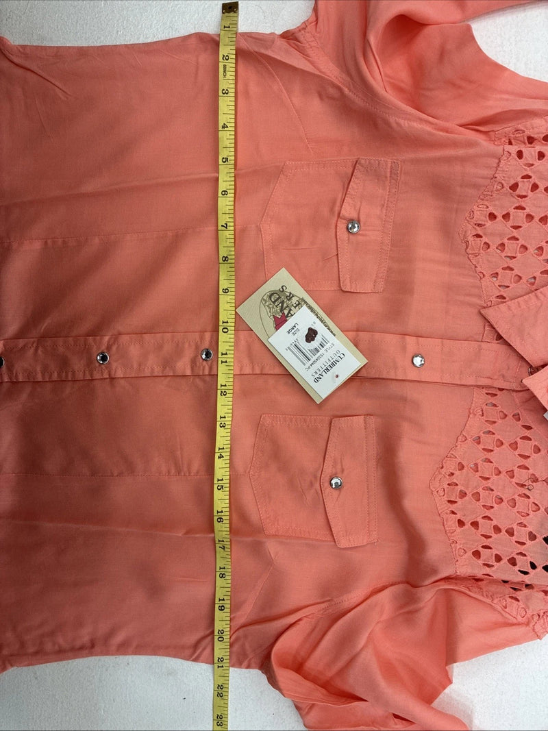 New Women’s Cumberland Pink Long Sleeve Pearl Snap Large KK-110