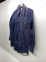 New Men’s Karman Western Wear Denim Pearl Snap Shirt. 14.5 x 32 Small A-169