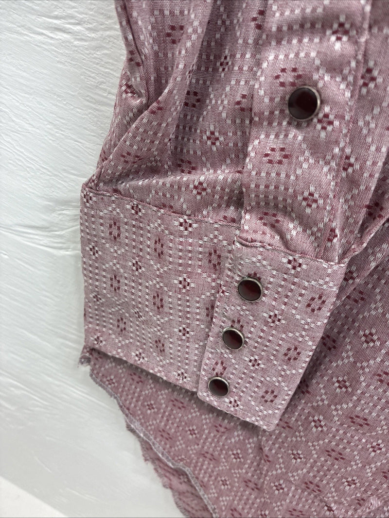 New Men’s Tem Tex Pink Designed Long Sleeve Pearl Snap 16 Large M-85