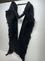 NOS Black Show Chaps With Fringe Adjustable Waist 46” I-69