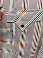 New Men’s Tem Tex Pink Multicolor Stripe Long Sleeve Pearl Snap 15.5 Medium M-98