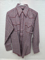 New Men’s Champion Western Red Plaid Long Sleeve Pearl Snap 15 Medium AA-64