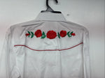 New Women’s Country Charmers White Rose Long Sleeve Pearl Snap Medium LL-55