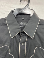 New Men’s White Horse Black Western Long Sleeve Pearl Snap Medium V-5