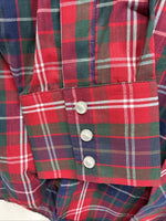New Men’s ELY Plains Red Blue Plaid Long Sleeve Pearl Snap 16.5 Large Q-74