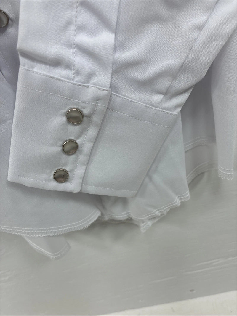 New Kids Champion Western White Long Sleeve Pearl Snap 16 Large V-29