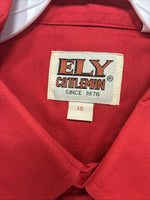 New Men’s ELY Cattleman Red Western Short Sleeve Pearl Snap 16 Large T-57