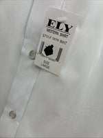 New Men’s ELY Diamond White Fire Design Long Sleeve Pearl Snap Large AA-15