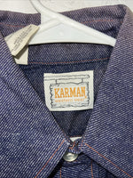 New Men’s Karman Western Wear Denim Pearl Snap Shirt. 14.5 x 32 Small A-169
