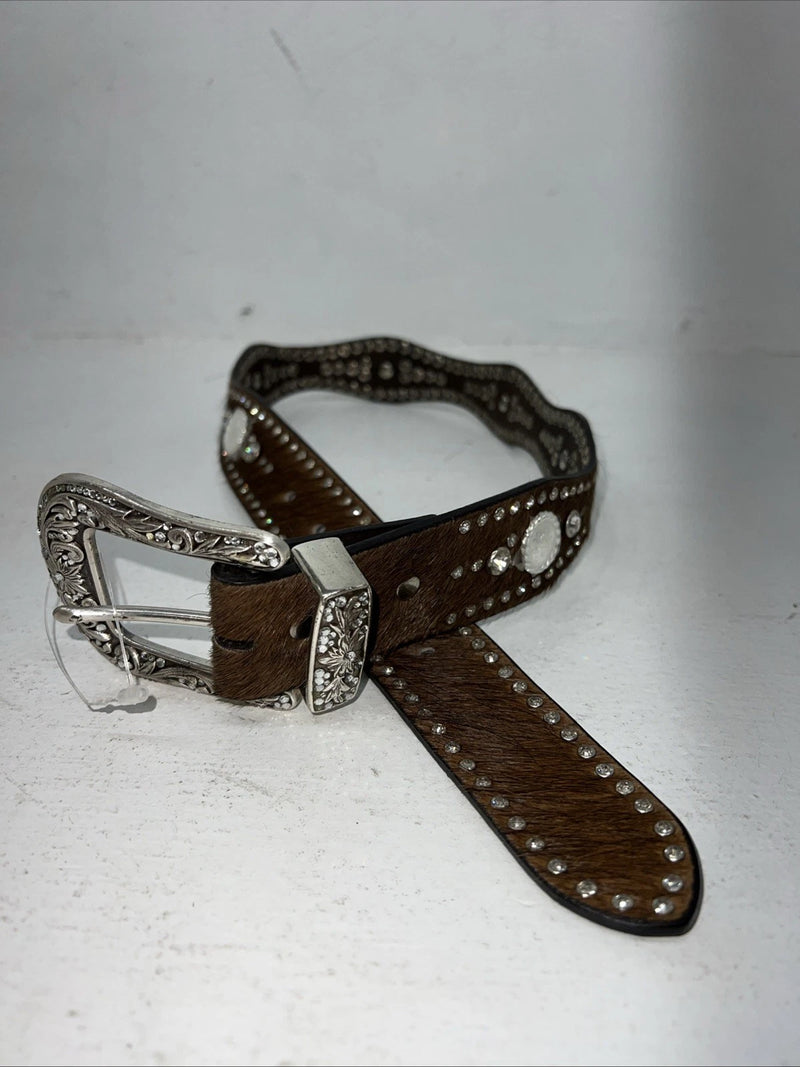 New Nocona Brown Fur Genuine Leather Belt Small #N3441002 W-18