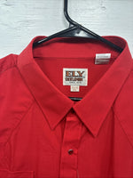 New Men’s ELY Cattleman Red Simple Long Sleeve Pearl Snap 18.5 X 35 2XL K-94