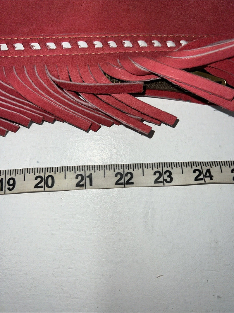 NOS Red Chap-Parel Show Chaps With Fringe Adjustable Waist 38” I-74