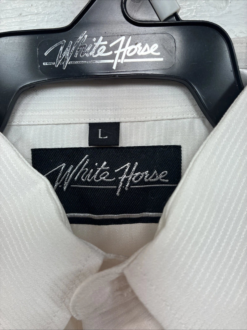 New Kids White Horse White Long Sleeve Pearl Snap Large CC-102