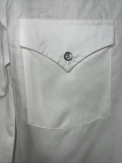 New Men’s ELY Diamond White Long Sleeve Pearl Snap Small A-203