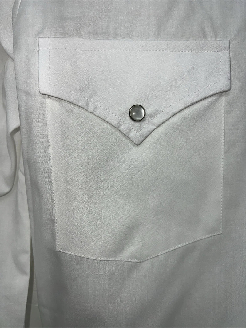 New Men’s ELY Diamond White Long Sleeve Pearl Snap Small A-203