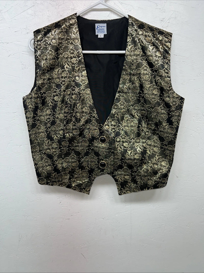 New Women’s Congress Classics Gold Black Western Show Vest Large E-606