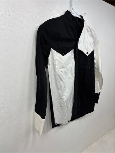 New Kids Cowboy Threads Black White Long Sleeve Button Up Size 10 TT-26