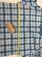 New Men’s Panhandle Slim Blue Plaid Long Sleeve Button Up Large AA-30