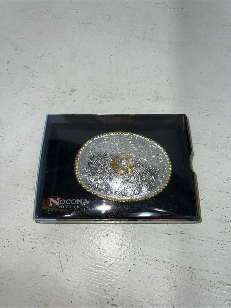 New Women’s Nocona Gold Silver “G” Belt Buckle. 37572-G A-115