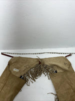 NOS Brown Show Chaps With Fringe Adjustable Waist 32” I-73