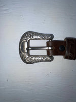 New Brown Genuine Leather Tooled And Silver Pendent 28” Belt #5721 JJ-151