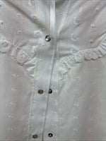 New Women’s Miss Rodeo White Deign Long Sleeve Pearl Snap 15 Large II-50