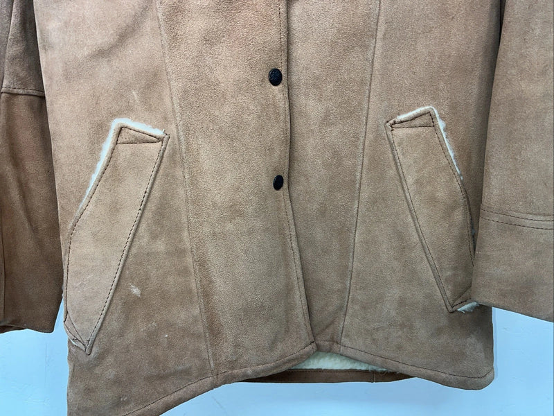New Women’s SIMCO Brown Leather Wool Jacket 10 #6295 HH-601