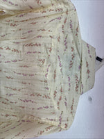 New Kids White Horse Floral Long Sleeve Pearl Snap Medium MM-5