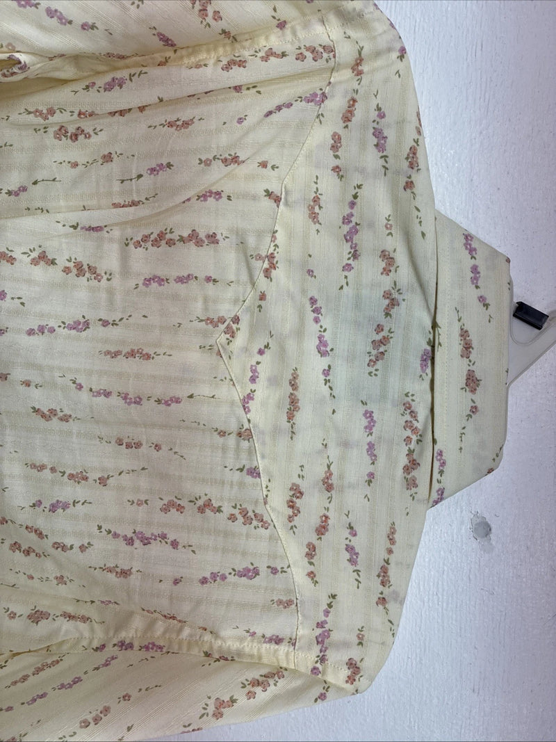 New Kids White Horse Floral Long Sleeve Pearl Snap Medium MM-5