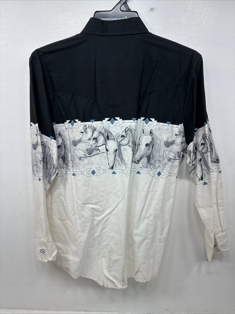New Women’s Cumberland Horse Designed Long Sleeve Button Up Medium LL-53
