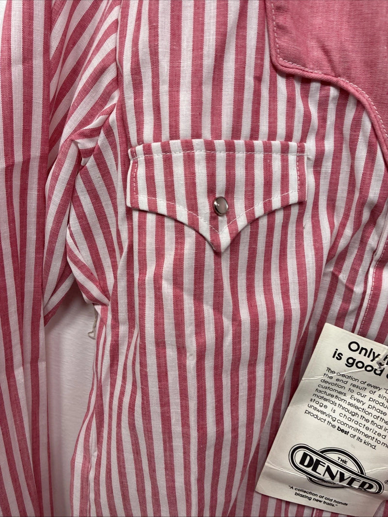 New Women’s Denver Pink Stripe Long Sleeve Pearl Snap Medium LL-101