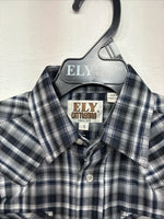 New Kids ELY Cattleman Black Plaid Long Sleeve Pearl Snap Size 5 DD-149