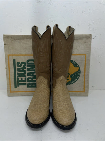 New Men’s Tan Texas Brand Cowboy Boots. 6085 8.5 8 1/2 D. 2-50