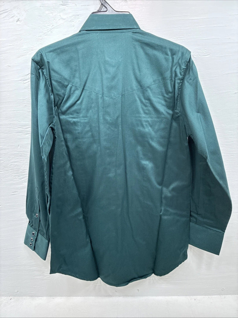 New Men’s Western Express Green Long Sleeve Pearl Snap Medium K-37