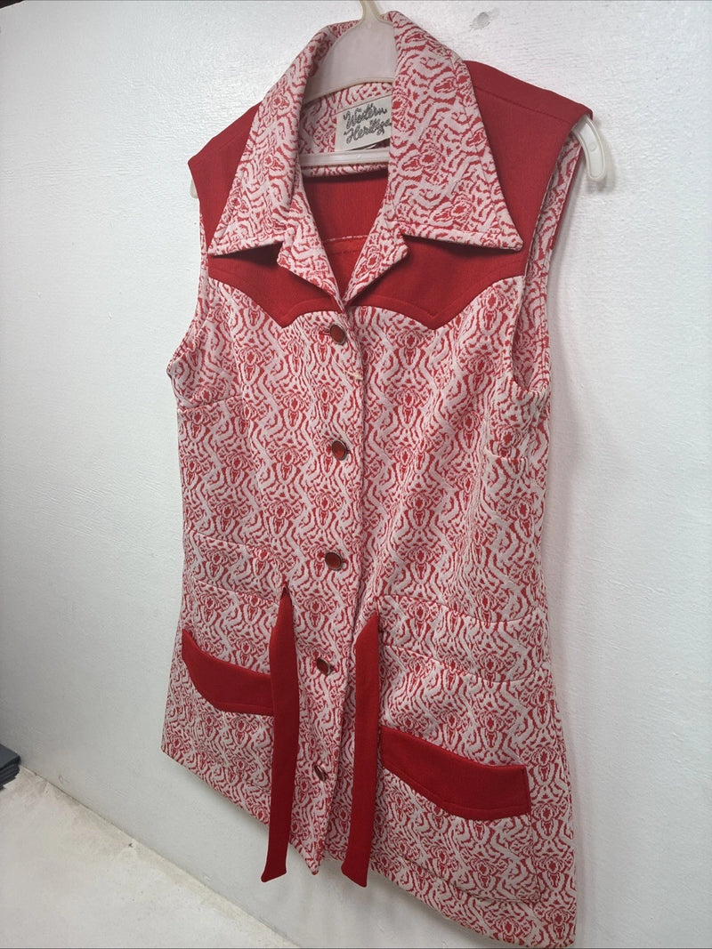 New Women’s Western Heritage Pink Designed Sleeveless Button Up Size 14 YY-128