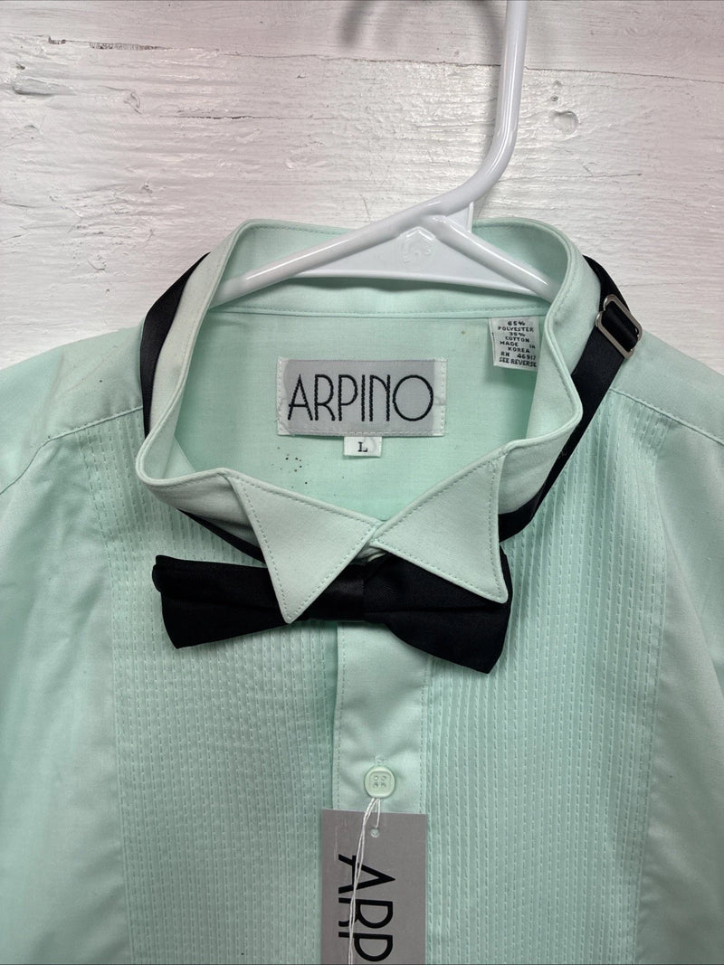 New ARPINO Blue Long Sleeve Button Up English Shirt Large X-86
