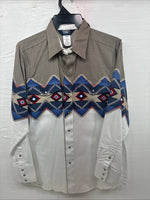 New Men’s Brooks & Dunn Western Print Long Sleeve Pearl Snap 16.5 Large V-106