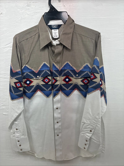 New Men’s Brooks & Dunn Western Print Long Sleeve Pearl Snap 16.5 Large V-106