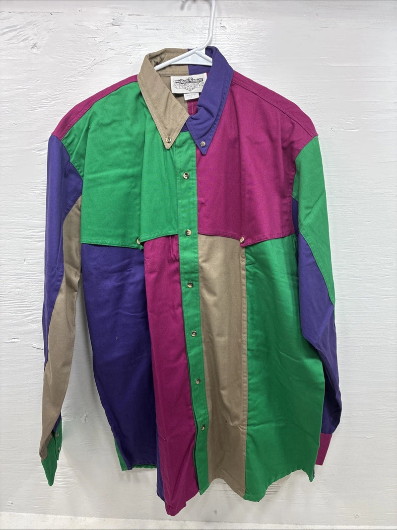 New Men’s San Angelo Multicolor Long Sleeve Button Up Large CC-27