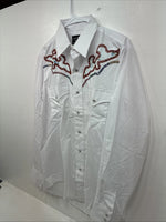 New Women’s Champion Western White Design Long Sleeve Pearl Snap 16 MM-42