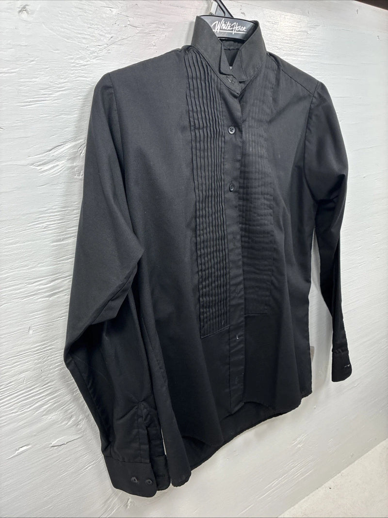 New Hobby Horse Black Long Sleeve Button Up English Shirt Petite Small DD-7
